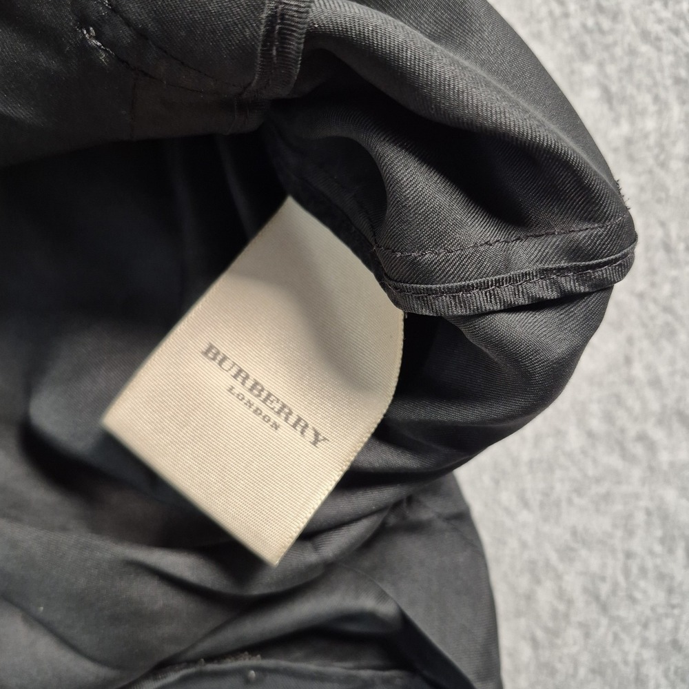 Burberry Silk Hooded Car Coat Jacket Nova Check Cuff Women's L Black Lightweight - Picture 4 of 9